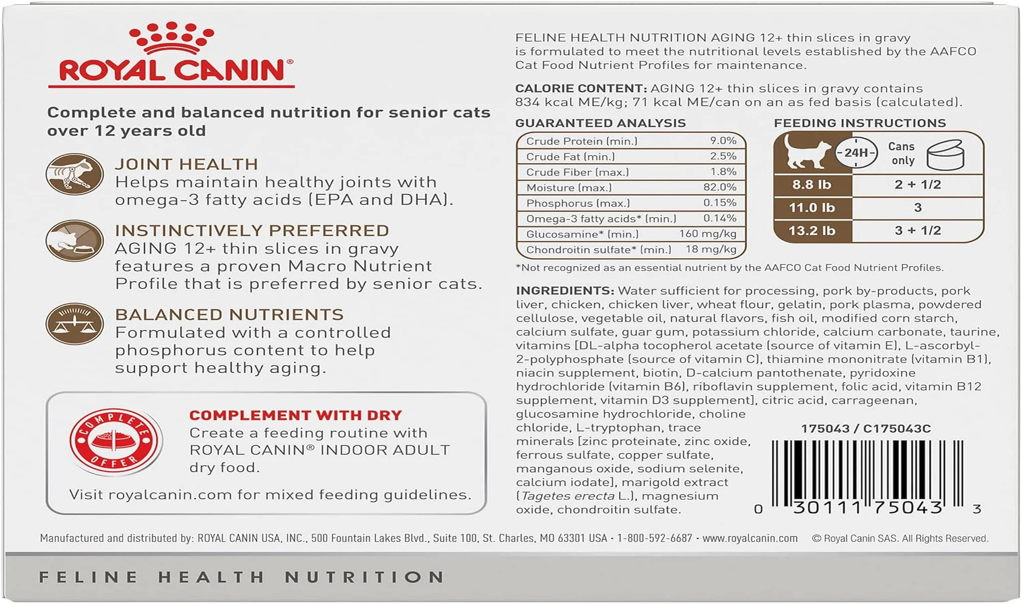 Royal CANIN, Envejecimiento 12+. Alimento Húmedo Para Gatos, Latas de 3 Onzas, (Caja de 6) - Imagen 2