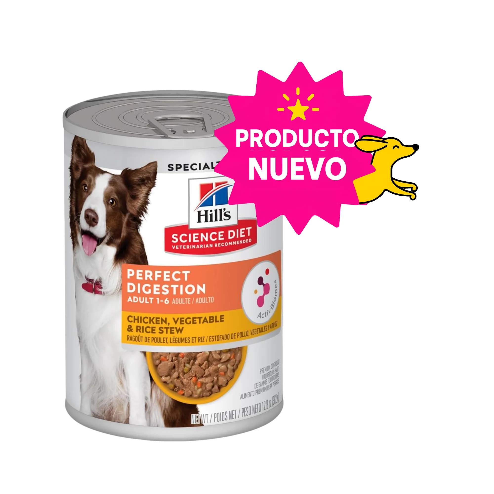 1 Lata Hill's Science Diet Adult Perfect Digestion Sabor Estofado Pollo y Vegetales, Alimento Húmedo para Perros Adultos, Digestión Saludable, 363g