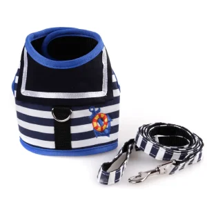 Arnes Ajustable para Perros y Gatos Estilo Traje Marino – Collar + Correa Segura y Elegante