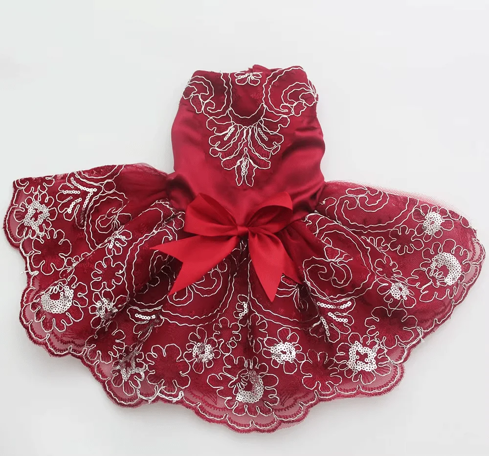 Vestido de Boda/Tutú para Perros y Gatos – Estilo Princesa con Bordados y Lazo | Ropa Elegante para Mascotas - Imagen 7