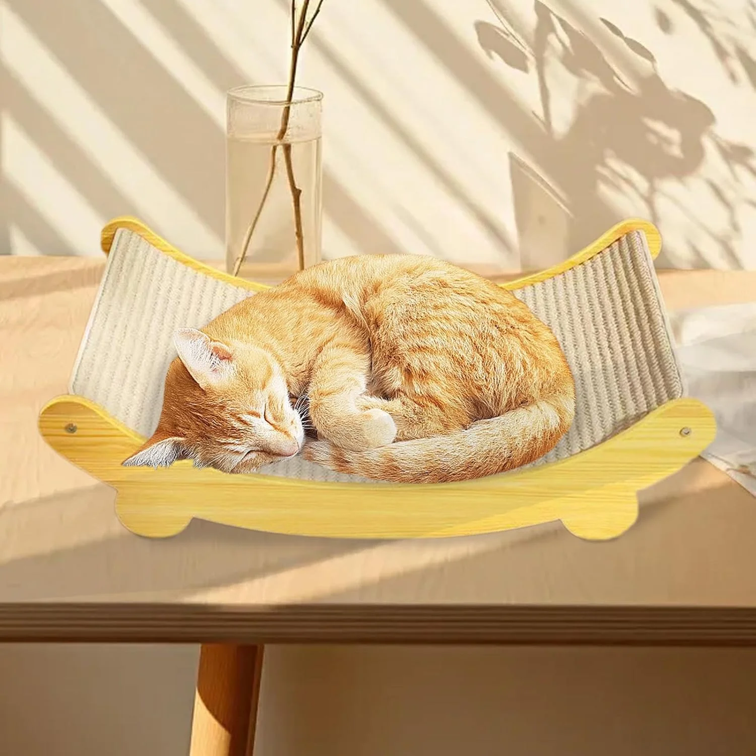 Cama de Sisal para Gatos con Tabla Rascadora de Madera | Portátil - Imagen 3