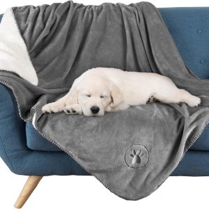 Manta reversible e impermeable para mascotas, tamaño L, 60 x 50 pulgadas, gris.