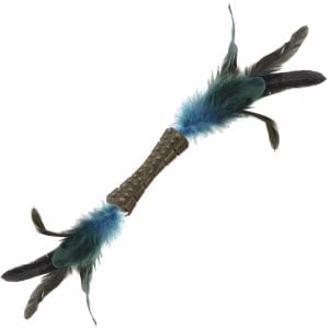 Johnny Stick para gatos con doble pluma natural azul y hierba gatera