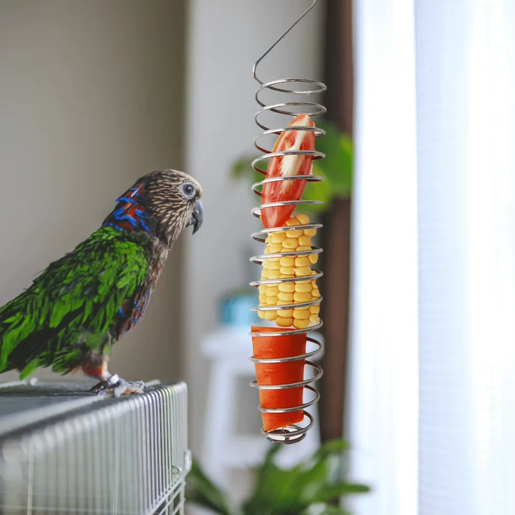 Comedero de Acero Inoxidable para Aves – Cesta para Frutas y Verduras con Percha | Juguete y Alimentador Seguro - Imagen 3