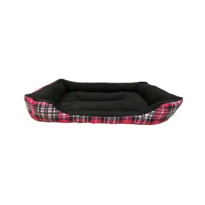 Nandog Cama Mascota Cuadrada Bicolor Roja y Gris Talla M