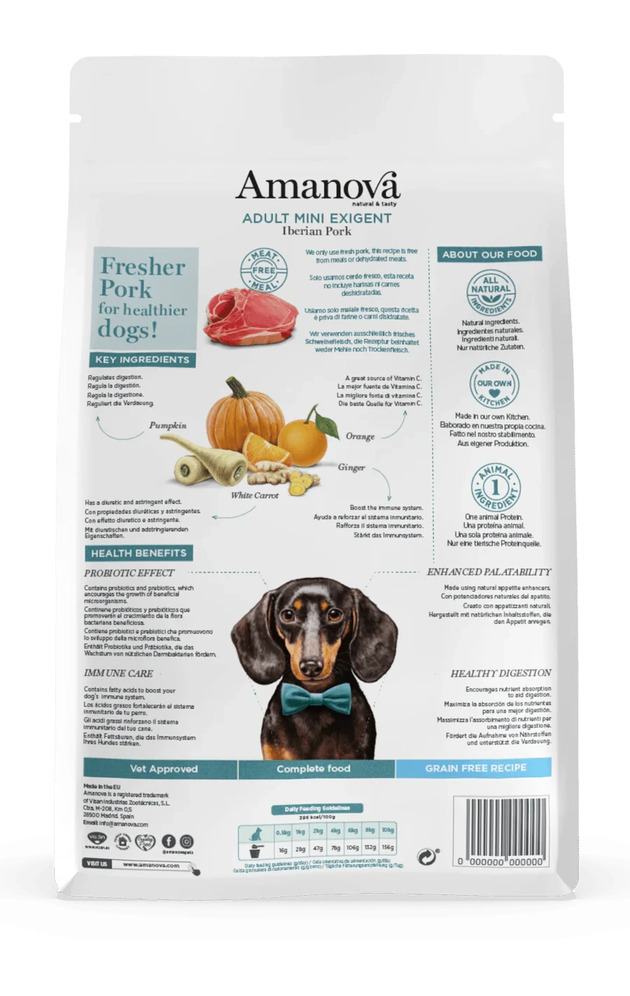 Pienso Adult Mini Exigent Cerdo y Calabaza – Amanova - Imagen 3