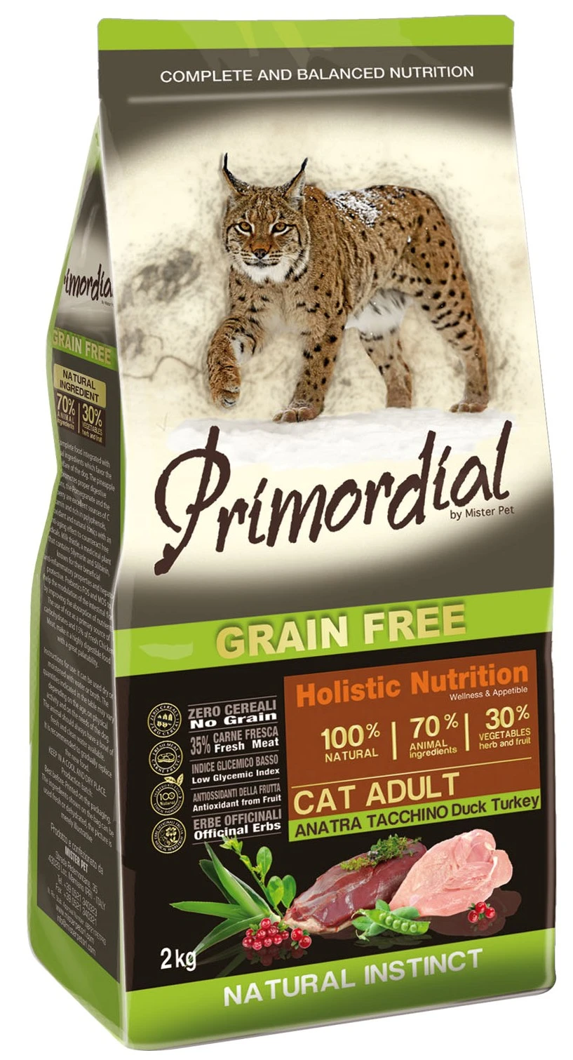 Pienso para Gato Adulto de Pavo y Pato Sin Cereales – Primordial